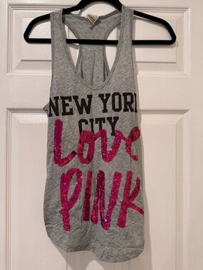 Victoria's Secret PINK Heather Gray Racerback Tank